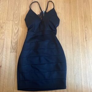 XS Black mini bodycon dress lace back